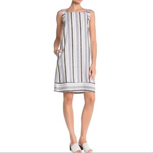 Sharagano Colorblock Stripe Linen Shift Dress Sz10